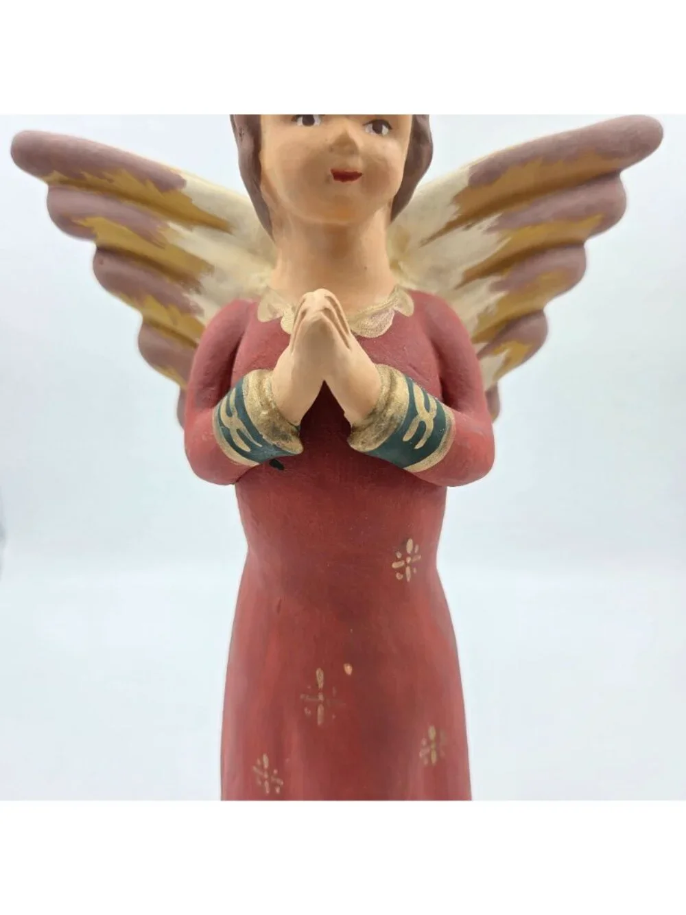 Peruvian Hand Painted Terra Cotta Angel Candle Holder Folk Art Red - Picture 3 of 5